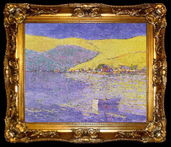 framed  Seldon Connor Gile Boat and Yellow Hills, ta009-2